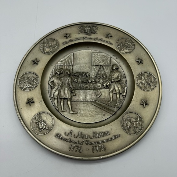 International Pewter Commemorative Plate A New Nation Bicentennial 1776-1976 - Picture 1 of 10